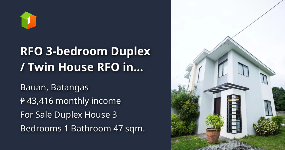 RFO 3bedroom Duplex / Twin House RFO in Amaia Bauan Batangas [House