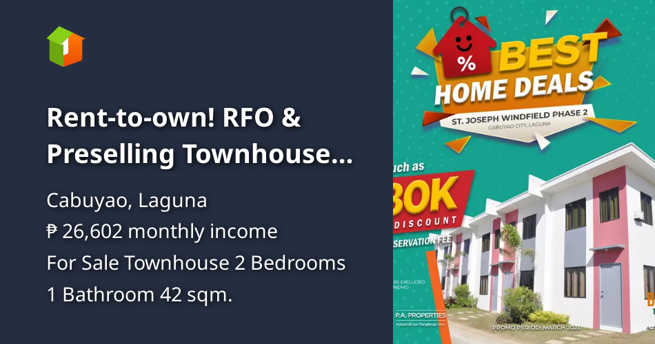 Renttoown! RFO & Preselling Townhouse For Sale in Cabuyao, Laguna