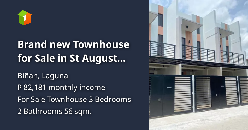 Brand new Townhouse for Sale in St August Homes Macaria Binan Laguna