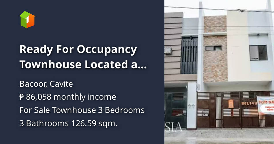 Ready For Occupancy Townhouse Located at Town & Country West Bacoor Ca