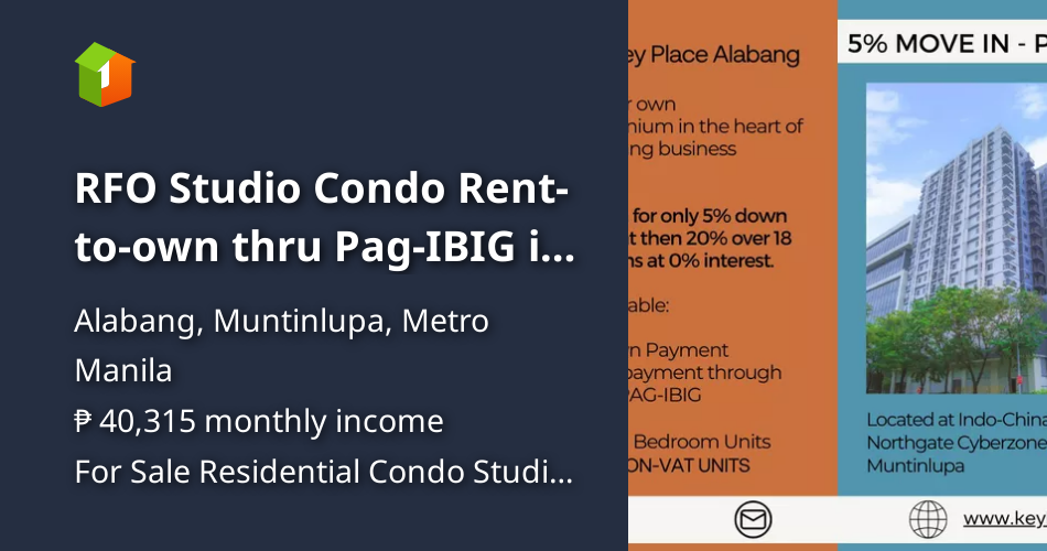 RFO Studio Condo Renttoown thru PagIBIG in Alabang [Condo 🏙️] (March