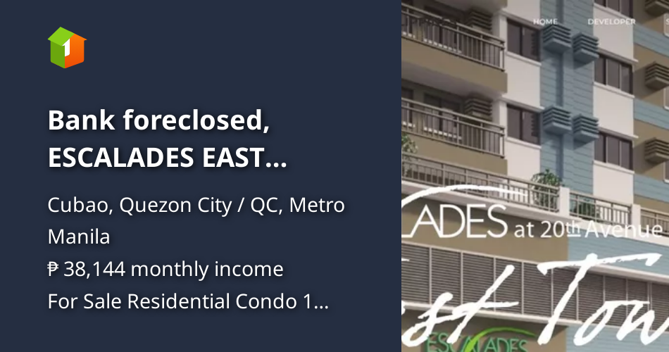 Bank foreclosed, ESCALADES EAST TOWER, SAN ROQUE, CUBAO, QUEZON CITY