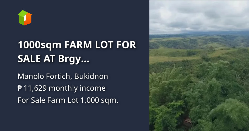 1000sqm FARM LOT FOR SALE AT Brgy Kalugmanan, Manolo Fortich Bukidnon
