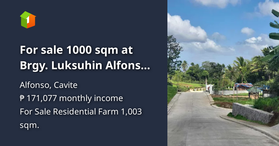 For sale 1000 sqm at Brgy. Luksuhin Alfonso Cavite [Lot 🚜] (August 2024