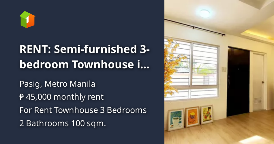 RENT Semifurnished 3bedroom Townhouse in Santolan, Pasig near Mirea