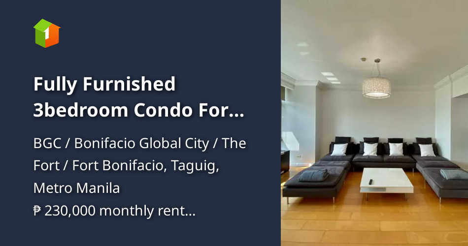 Fully Furnished 3bedroom Condo For Rent at Pacific Plaza BGC [Condo 🏙️] (July 2022) in BGC