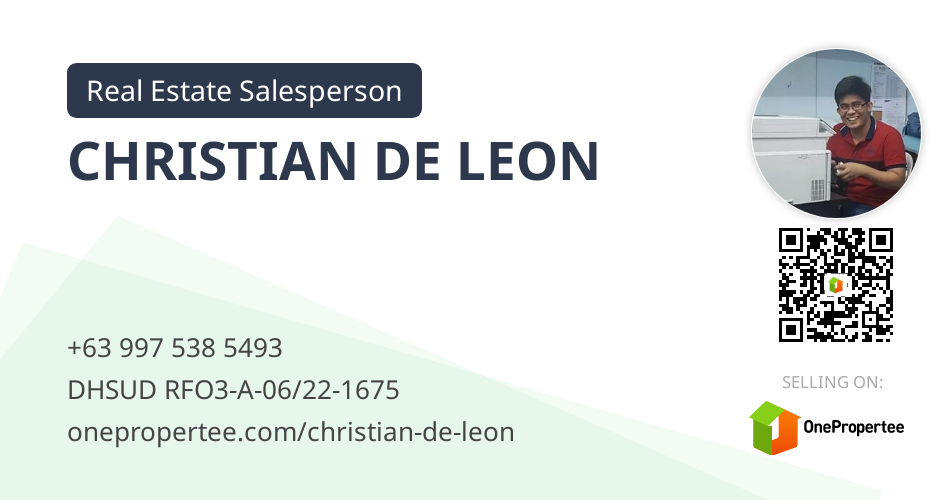 CHRISTIAN DE LEON Real Estate Salesperson Selling on OnePropertee
