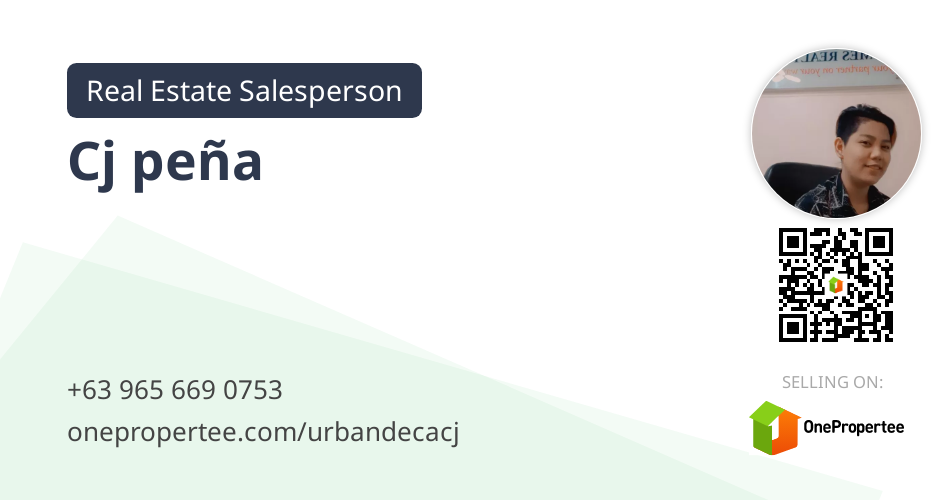 Cj peña Real Estate Salesperson Selling on OnePropertee