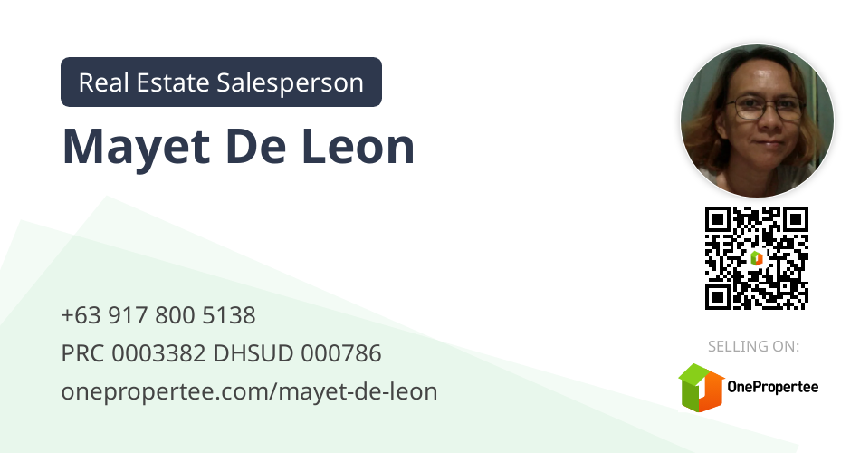 Mayet De Leon Real Estate Salesperson Selling on OnePropertee